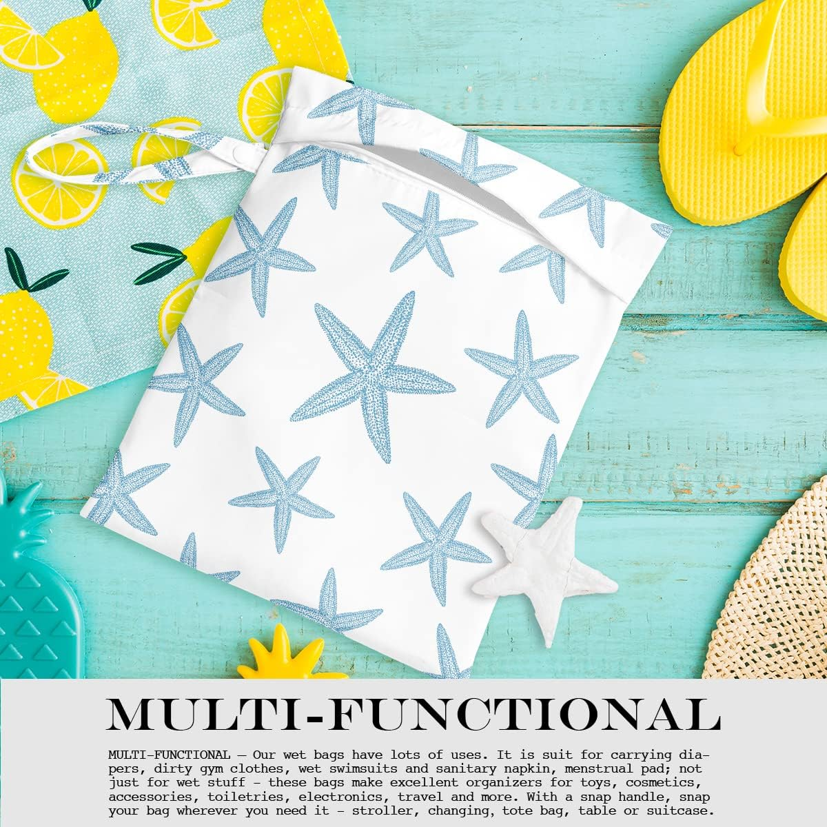 Wet Bag, Wet Dry Bag, Wet Bag for Swimsuit Travel Beach Pool Dirty Yoga Gym Clothes Makeup Bag Beach Wedding Supplies Waterproof Reusable Shell Pearl Starfish Gifts - Image 4