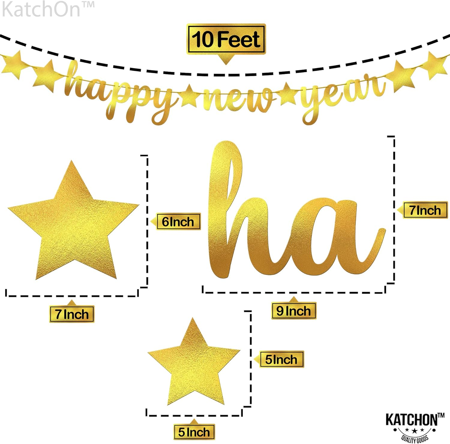 , Shiny Gold Happy New Year Banner - No DIY, 10 Feet | New Years Eve Party Supplies 2026 | New Years Eve Banner for Happy Decorations 2026, NYE Decorations 2026 - Image 4