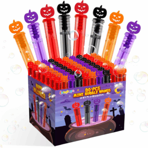80 PCS Bubble Wands, Halloween Party Favors for Kids, Halloween Kids Goodie Bag Stuffers, Great Halloween Treats Toys, Girls Boys Classroom Prizes (4 Colors)