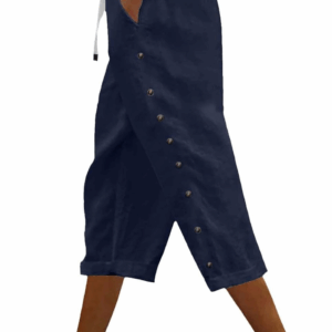 Striped Linen Pants Women Linen Capri Pants Lightweight Spring Summer Pants for Women 2025 Ladies Pinstripe Pants