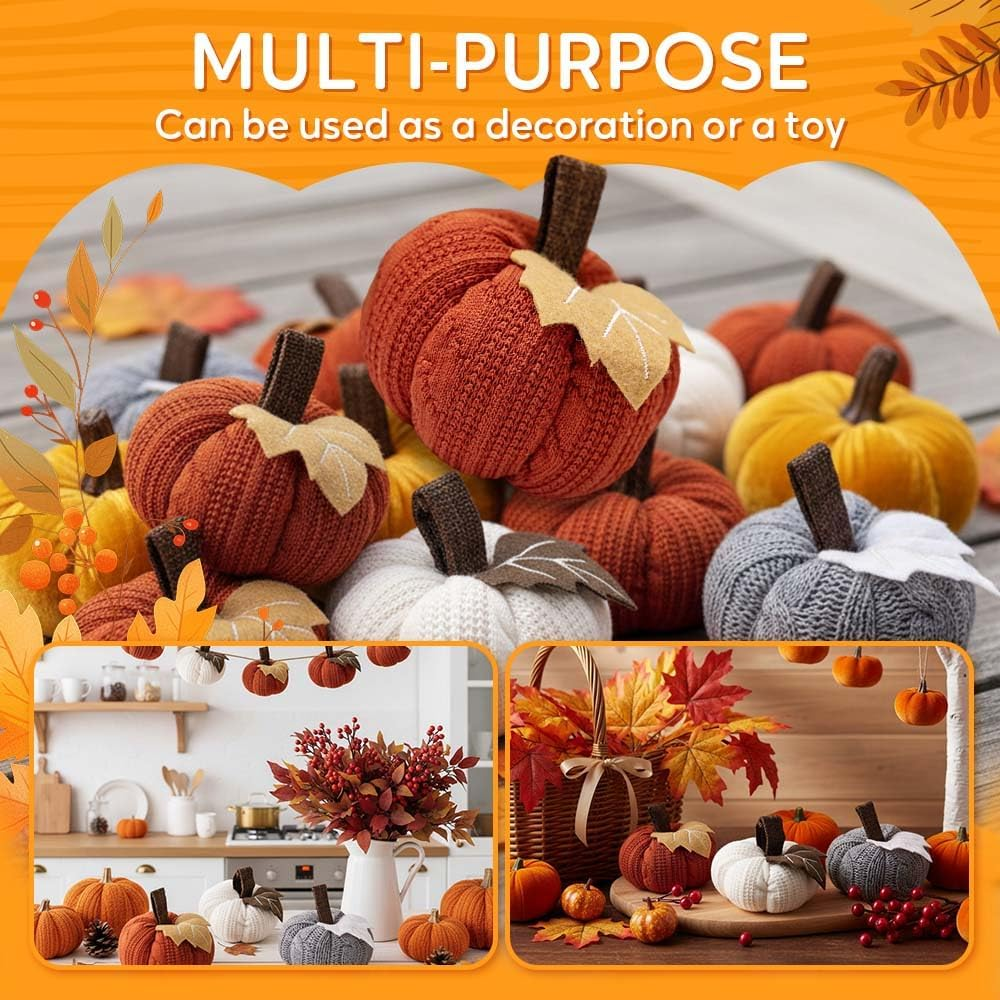 Thanksgiving Knitted Little Pumpkin Pendant, Autumn Harvest Decor, Halloween Fall Home Decoration, Cute Knit Pumpkin Gift for Kids, Festival Table Centerpiece (1, Orange) - Image 6