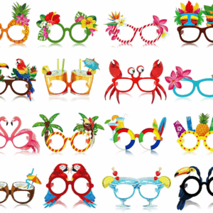 32 Pack Beach Pool Party Eyeglasses Decor Summer Luau Paper Glasses Bulk Hawaiian Sunglasses Frame Tropical Pool Props Photo Booth Props for Luau Beach Party Favors Birthday Supplies Decor