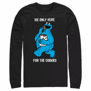 Men'S Sesame Street Me Only Here for the Cookies Long Sleeve Shirt