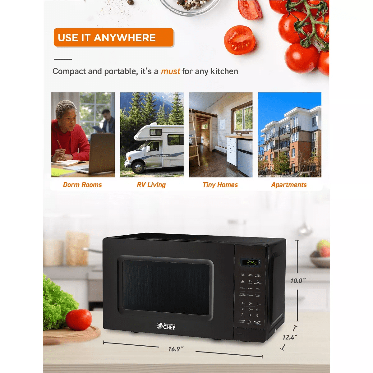 COMMERCIAL CHEF Countertop Microwave Oven 0.7 Cu. Ft. 700W - Image 9