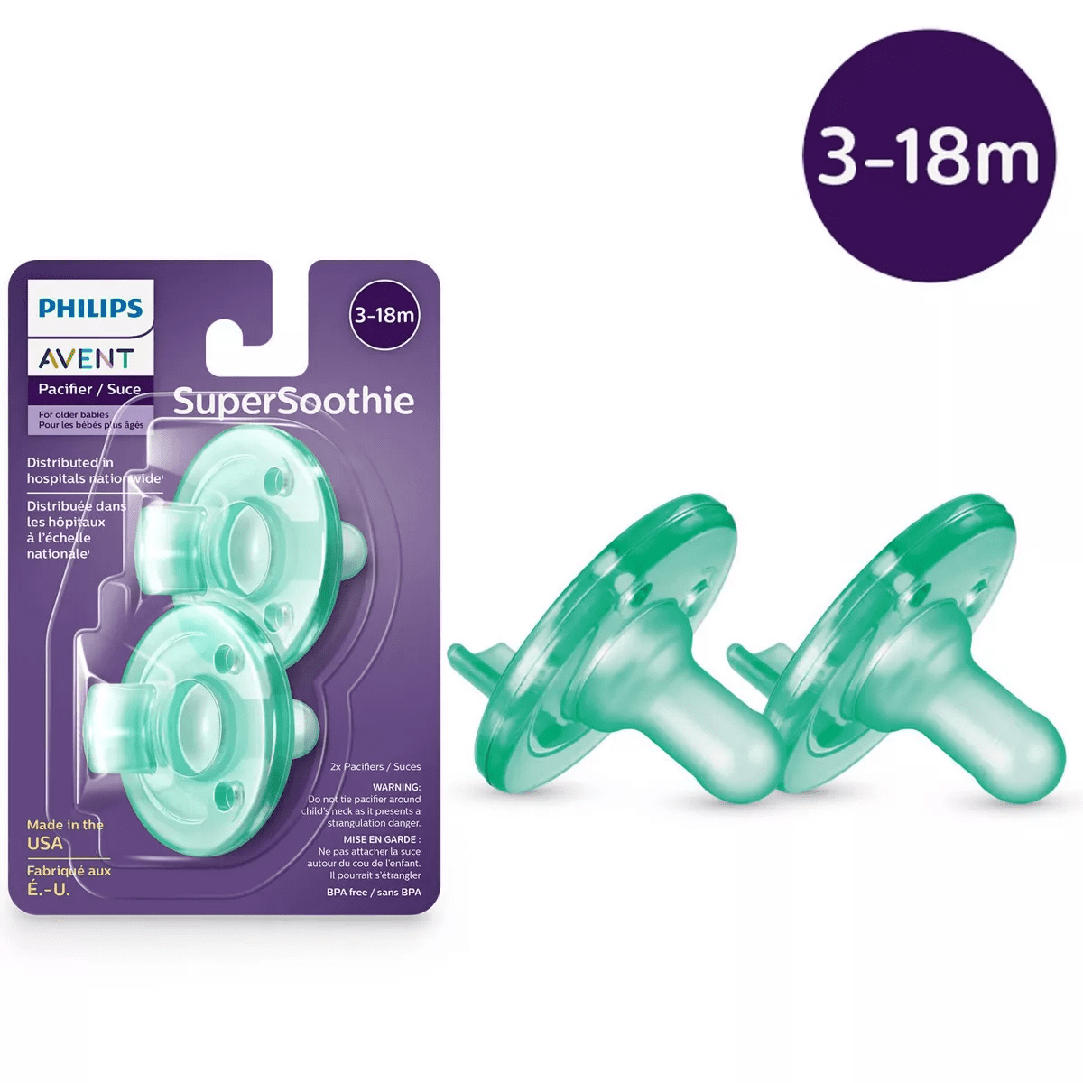 Philips Avent Soothie Pacifiers 3-18M - Green - 2Pk - Image 2