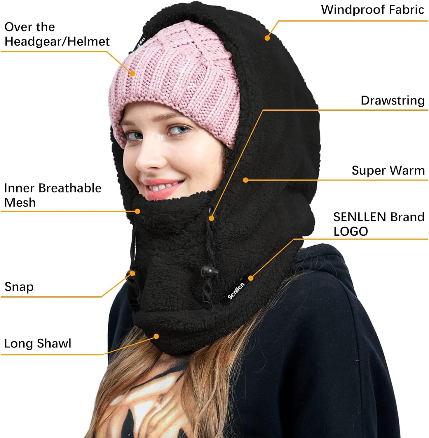 Balaclava Cold Weather Fleece Windproof Ski Mask Winter Breathable Thermal Face Mask Neck Warmer Scarf Helmet Hood - Image 2