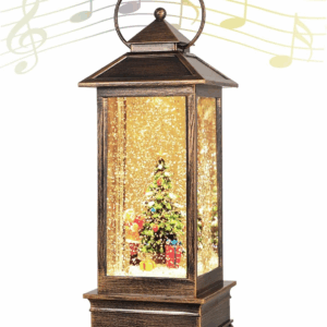 Christmas Snow Globe Lantern Christmas Decorations, Xmas Gifts Christmas Vintage Home Decor Indoor,Christma Lantern Sparkling with Music 6H Timer, Holiday Party Gifts(Christmas Tree)