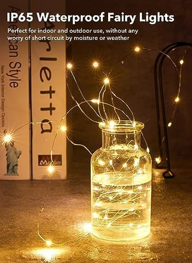 12 Pack LED Fairy Lights Battery Operated String Lights - 7Ft 20LED Waterproof Silver Wire Firefly Starry Moon Lights for DIY Crafts Wedding Table Centerpieces Party Bedroom Christmas - Image 2