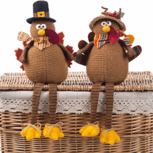 2 Pack Stuffed Turkey Couple Doll Thanksgiving Tabletop Decoration Exquisite Handmade Turkey Doll Kit for Autumn Fall Thanksgiving Home Decor