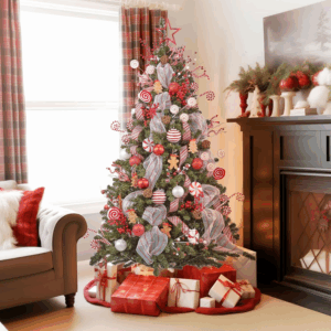 Decorated Artificial Christmas Tree Ornaments, Candy Cane Christmas Decorations, Ornaments Set (Tree Is Not Included)