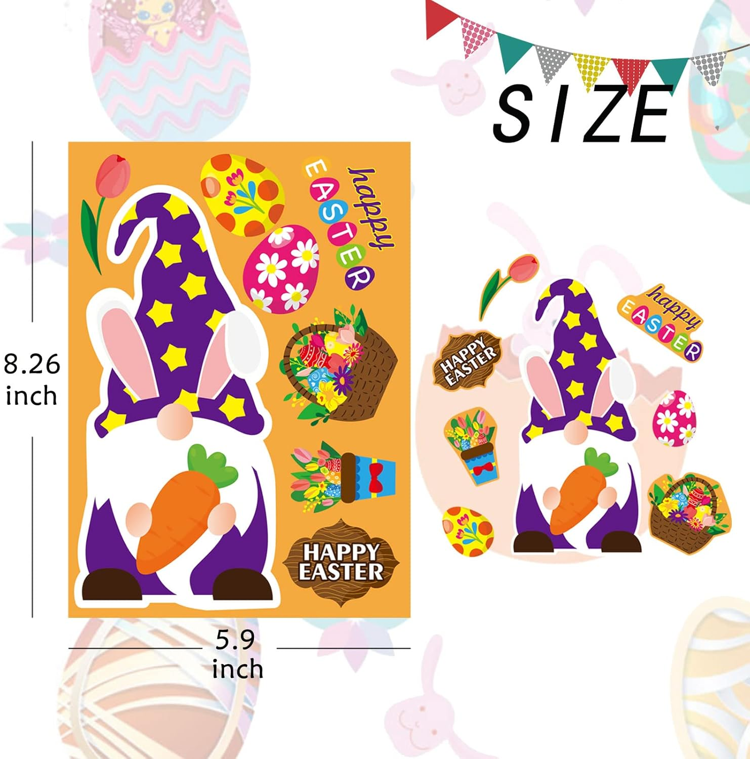 36 Sheet Easter Stickers for Kids,Easter Basket Stuffers,Make a Face Sticker with Animal Egg Themed,Make Your Own Stickers,Decorations Gift Kids Party Favor Supplies Crafts - Image 3
