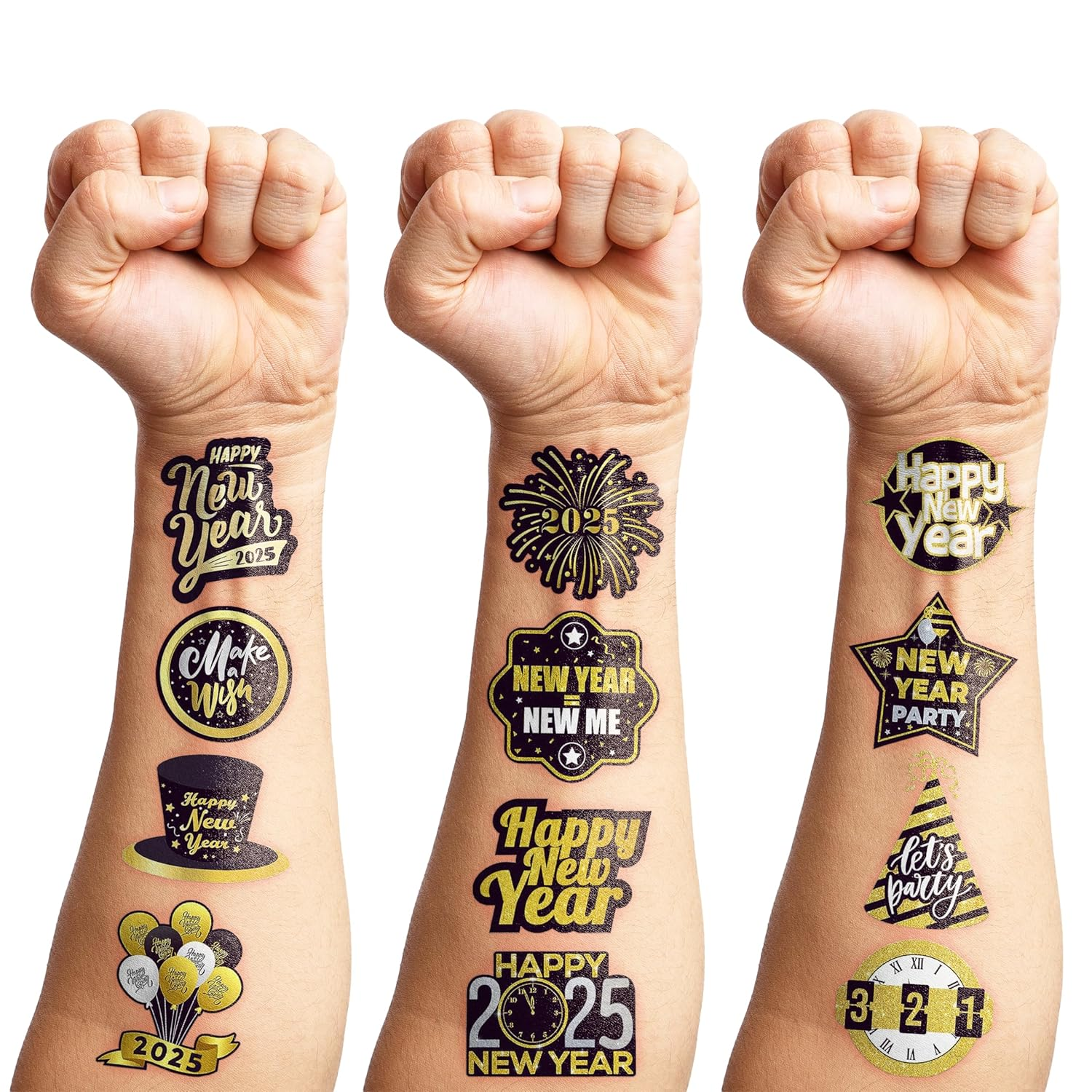 10 Sheets New Year'S Eve Temporary Tattoos – 2025 Party Decorations, Favors & Supplies for Adults Kids Men Women, Happy New Year Celebration Stickers Gifts - Image 7