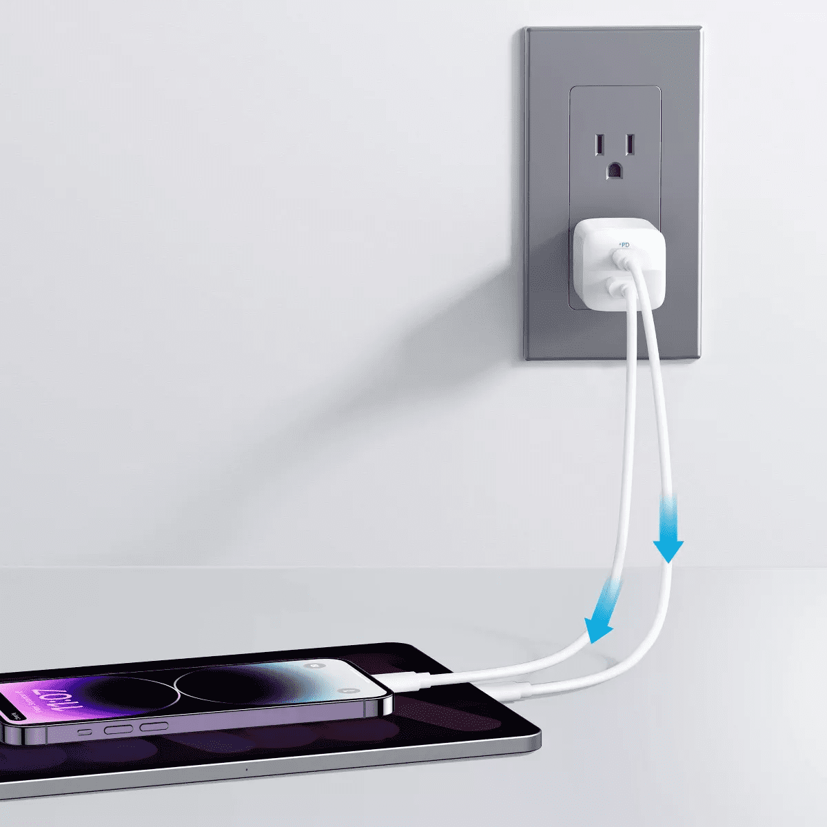 Anker 2 Port 33W Wall Charger with 6' USB-C to USB-C Cable - White: Quick Charge, 9V Output - Image 6