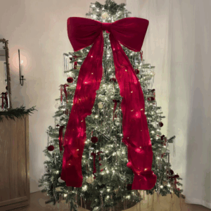 Christmas Decorations - Christmas Decor - 6 Ft Giant Bows for Christmas Tree - Big Red Velvet Bow for Tree Topper Window Wall Mantle - Indoor Home Room Party Valentines Xmas Decoration