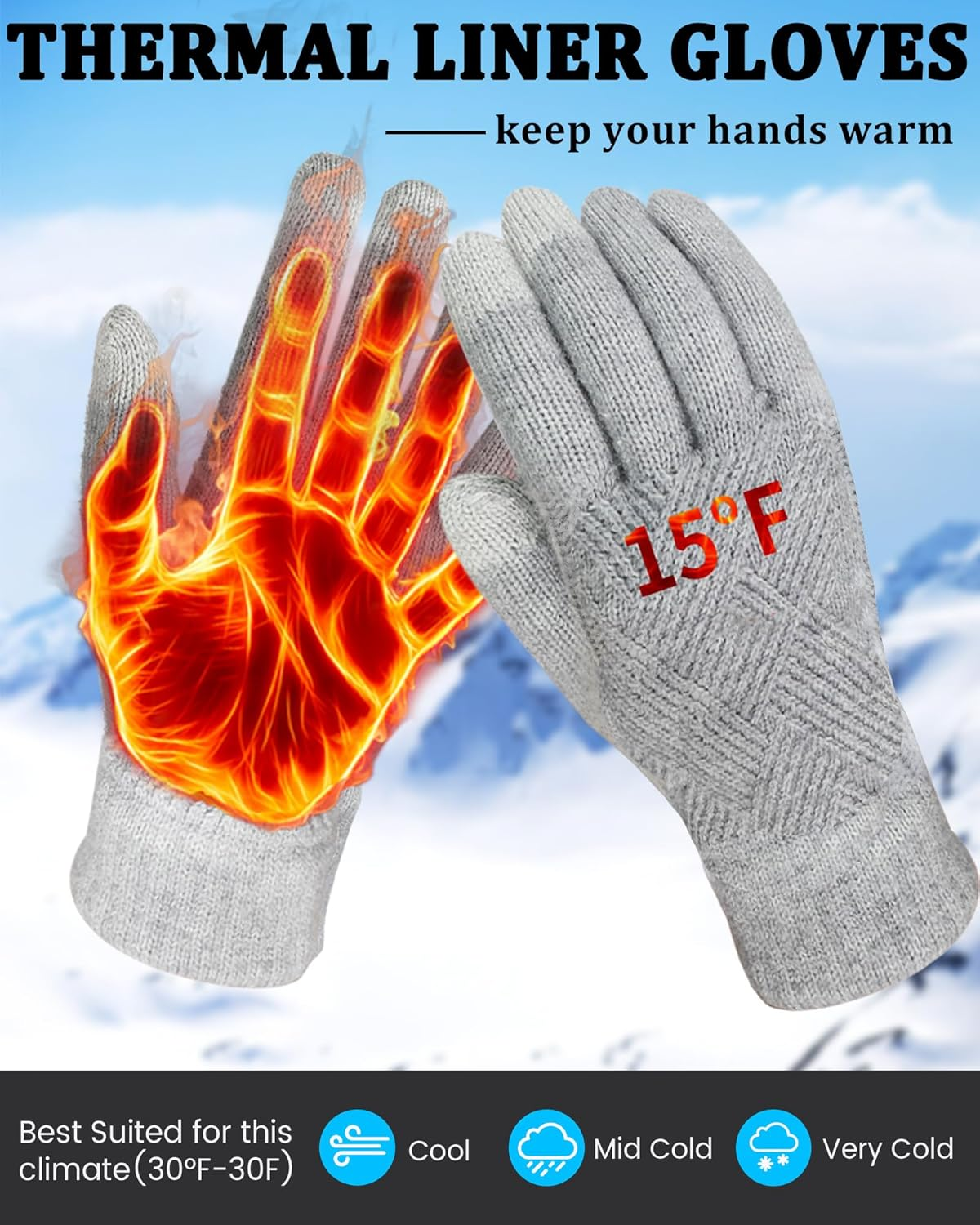 Winter Gloves for Women Touch Screen Elastic Thermal Knit Lining Warm Gloves for Cold Weather - Image 2