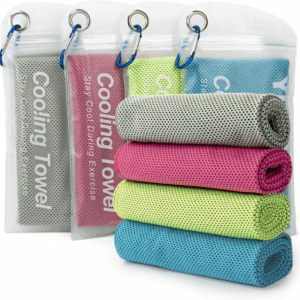 4 Pack Cooling Towel 40"X12", Gym Towels for Men and Women, Soft Breathable Workout Towels for Yoga, Running, Sport, & More (Blue, Grey, Green, Pink)