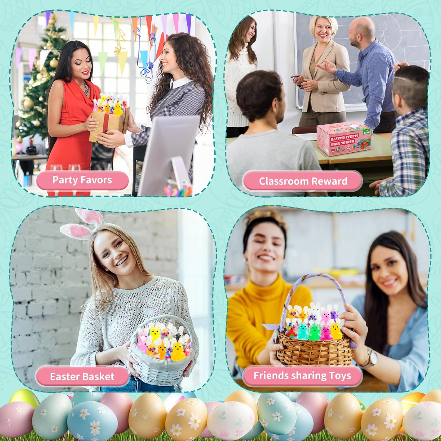 28Packs Easter Bunny Stress Balls,Easter Basket Stuffers,Easter Squishy Squeeze Balls Bulk Fidget Toys for Adults,Stress Relief Balls,Easter Gifts Party Favors (Colorful-28) - Image 7