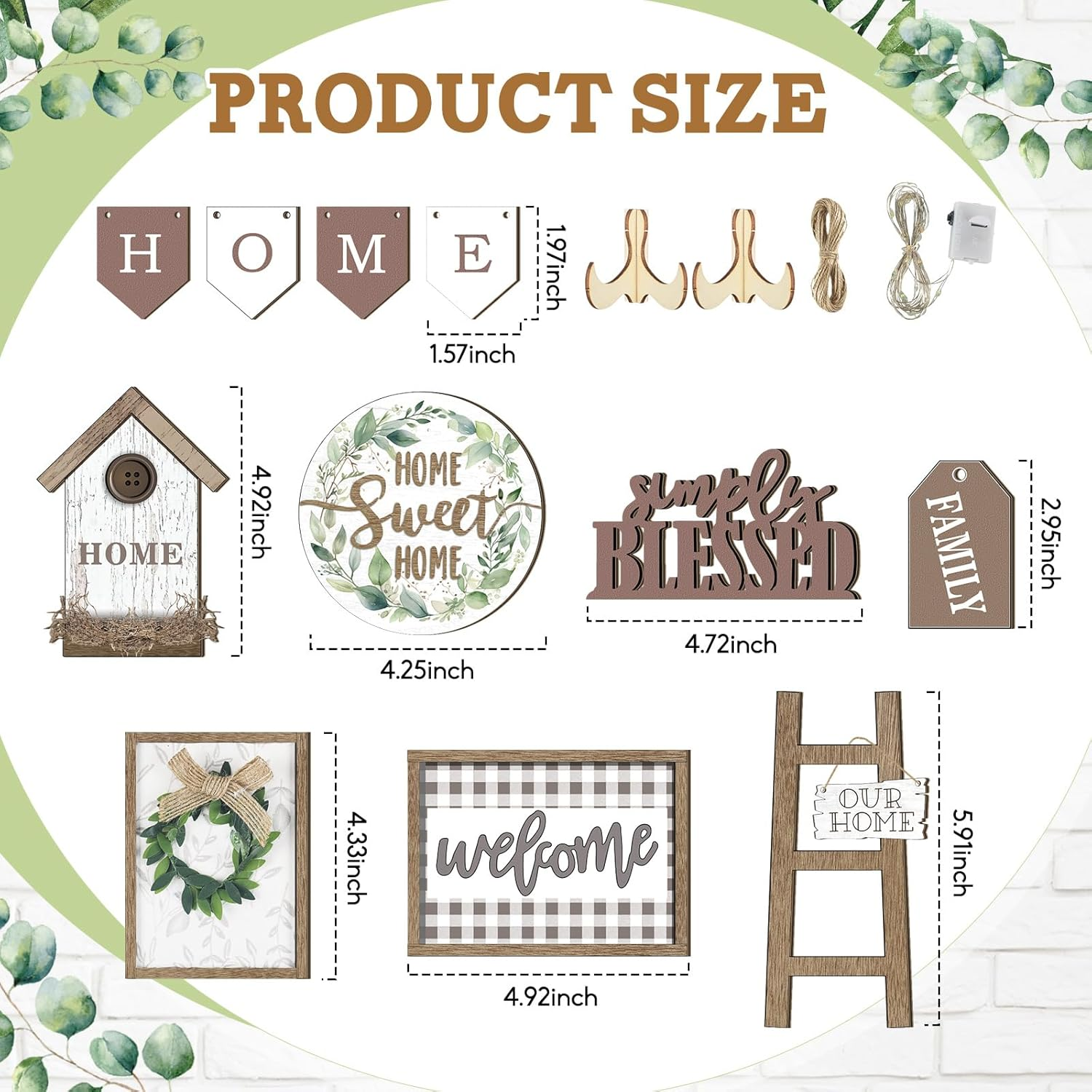 Set of 11 Summer Farmhouse Tiered Tray Decor Rustic Home Tiered Tray Decorations Set Wooden Signs Home This Is Us Farmhouse Tabletop Wood Signs for Kitchen Table Shelf Decor - Image 3