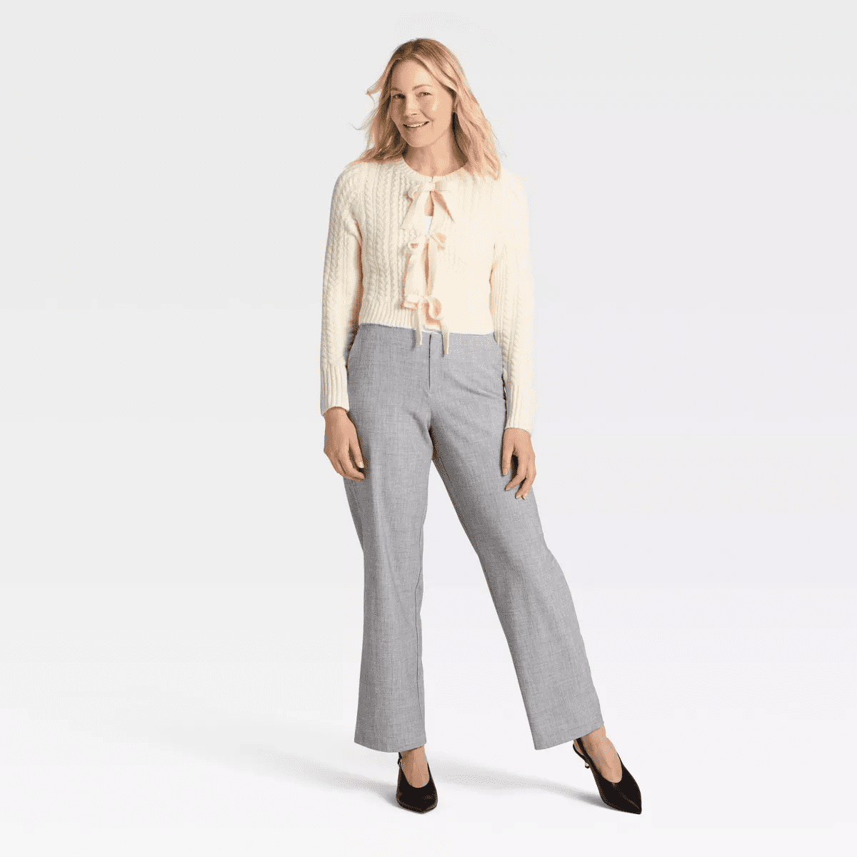 Women'S Long Sleeve Bow Cardigan Sweater - Image 3