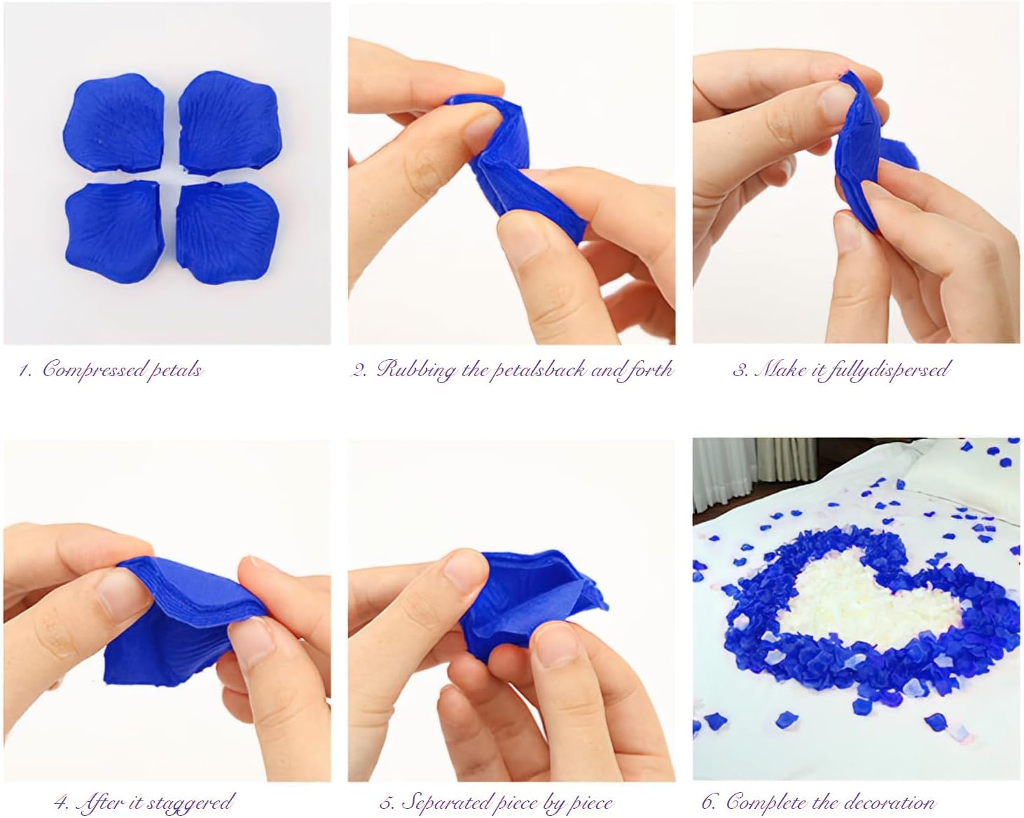 2000PCS Silk Rose Petals with 24 LED Tea Lights Candles, Romantic Night Decoration Set, Romantic Valentine, Wedding Anniversary, Send Her and Him Memories (Blue) - Image 6