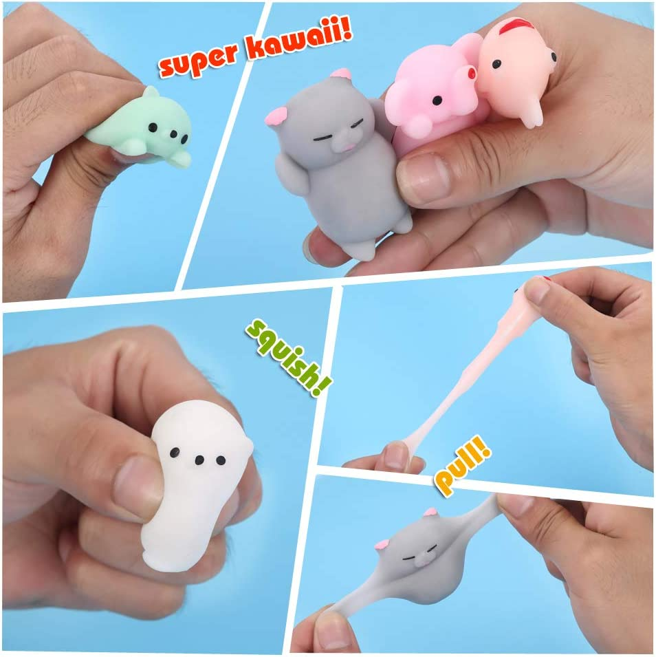 Squishies Squishy Toy 24Pcs Party Favors for Kids Mochi Squishy Toy Moji Kids Mini Kawaii Squishies Mochi Stress Reliever Anxiety Toys Easter Basket Stuffers Fillers with Storage Box - Image 7