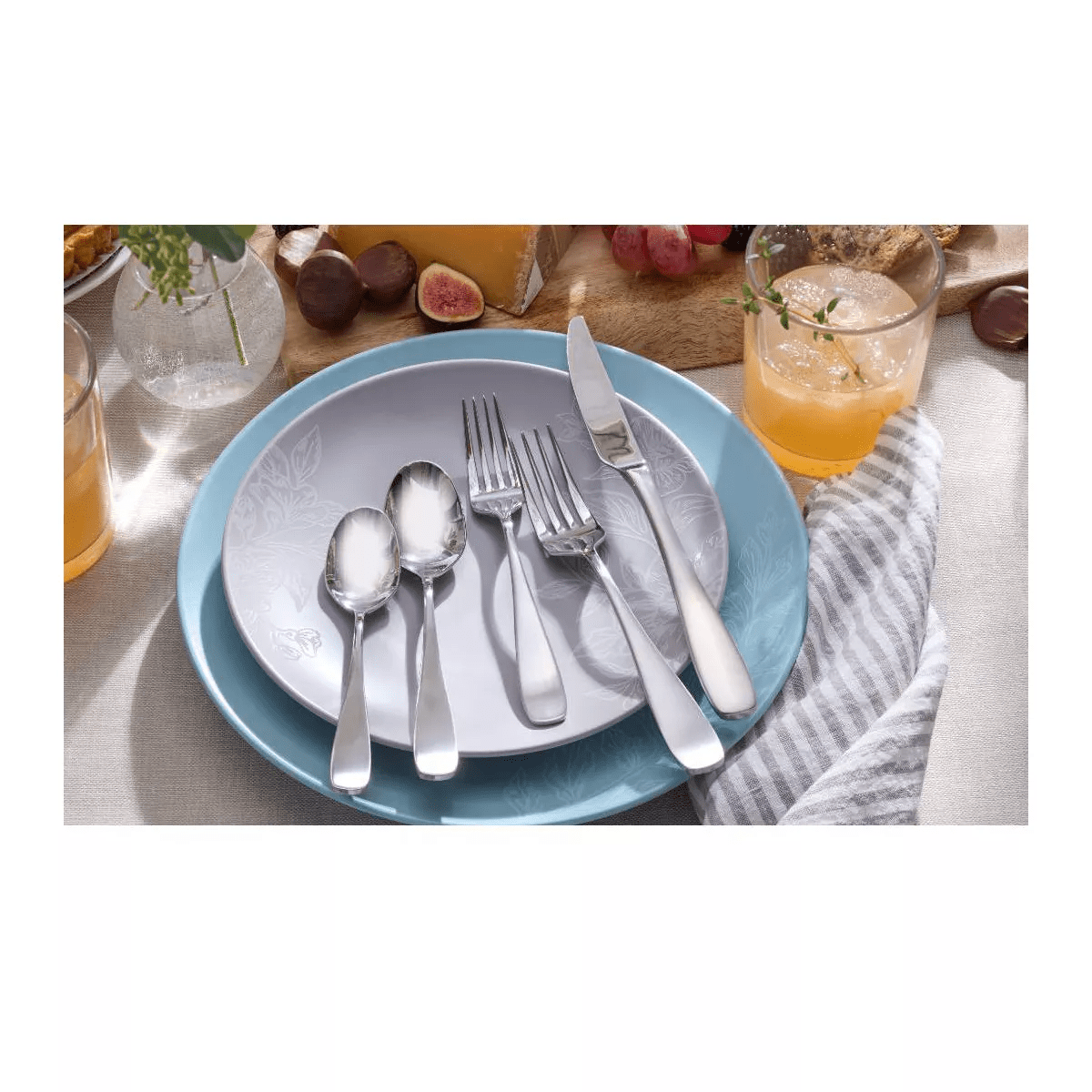 Oneida 45Pc Ainsley Flatware Set: Stainless Steel Silverware, Service for 8, Dishwasher-Safe, Includes Serving Utensils - Image 4