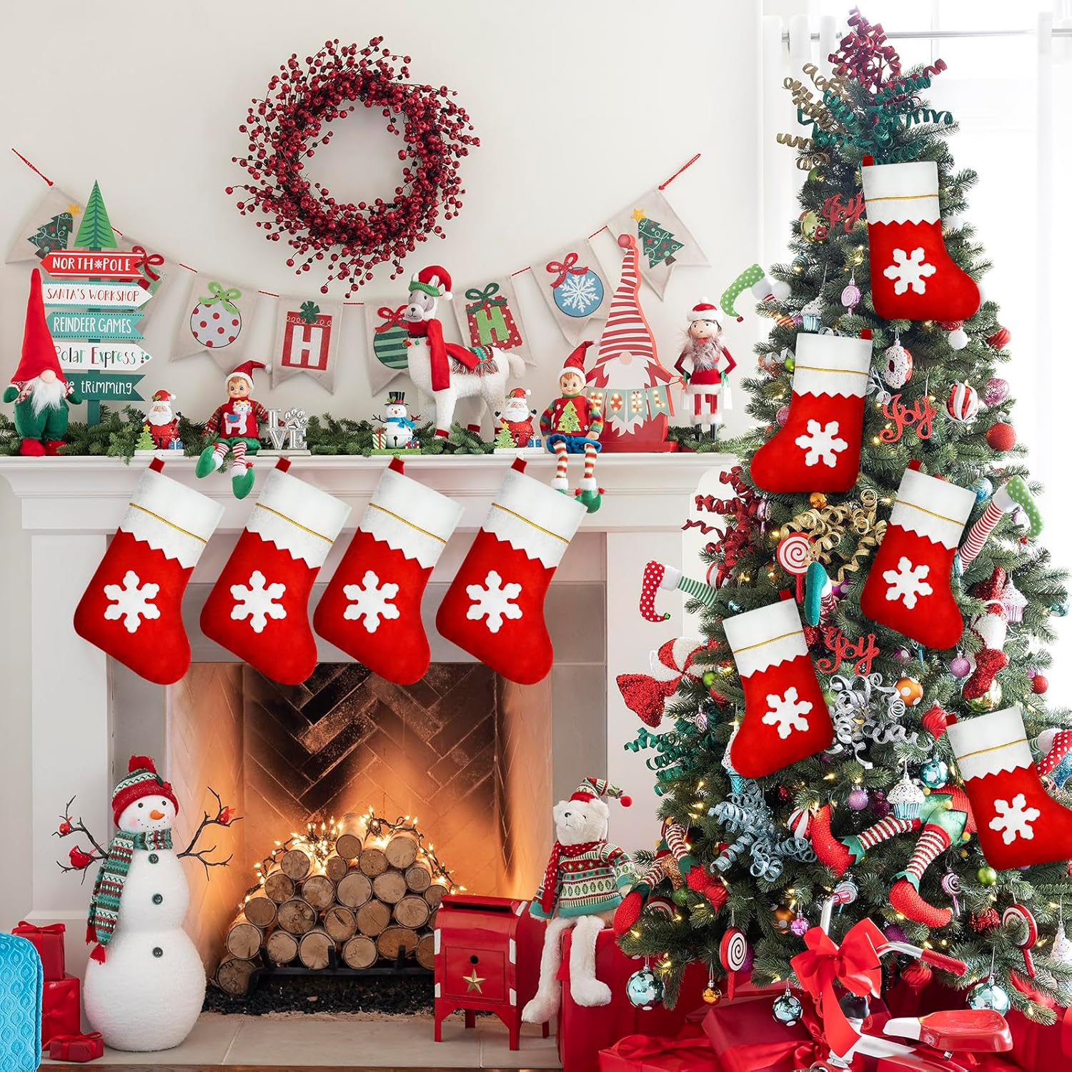 100 Pieces Red Felt Christmas Stockings Bulk 15 Inch Large Christmas Santa Stockings Hanging Xmas Stockings for Christmas Trees Holiday Home Party Decoration(Red with White Trim) - Image 4