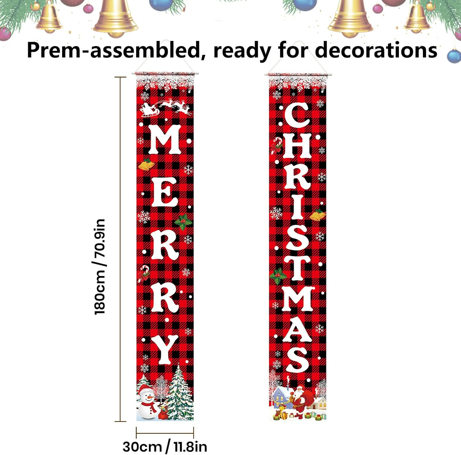 Christmas Decorations Merry Christmas Banner Xmas Porch Door Sign Welcome Banner for Wall Home Party Decor Christmas Decorations Indoor Outdoor - Image 5