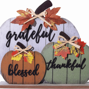 Fall Decorations for Home Blessed Grateful Thankful Fall Decor Wooden Pumpkin Tabletop Signs for Home Thanksgiving Farmhouse Living Room Harvest