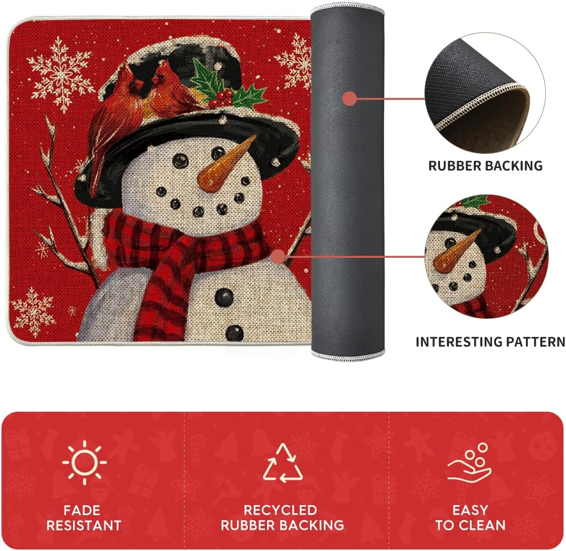 Snowman Let It Snow Snowflake Christmas Kitchen Mats Set of 2, Winter Home Decor Low-Profile Kitchen Rugs for Floor - 17X29 and 17X47 Inch - Image 6
