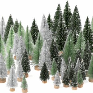 30Pcs Christmas Decorations Mini Christmas Trees, Artificial Christmas Tree Bottle Brush Trees with Wooden Base for Christmas Decor Christmas Party Home Table Craft