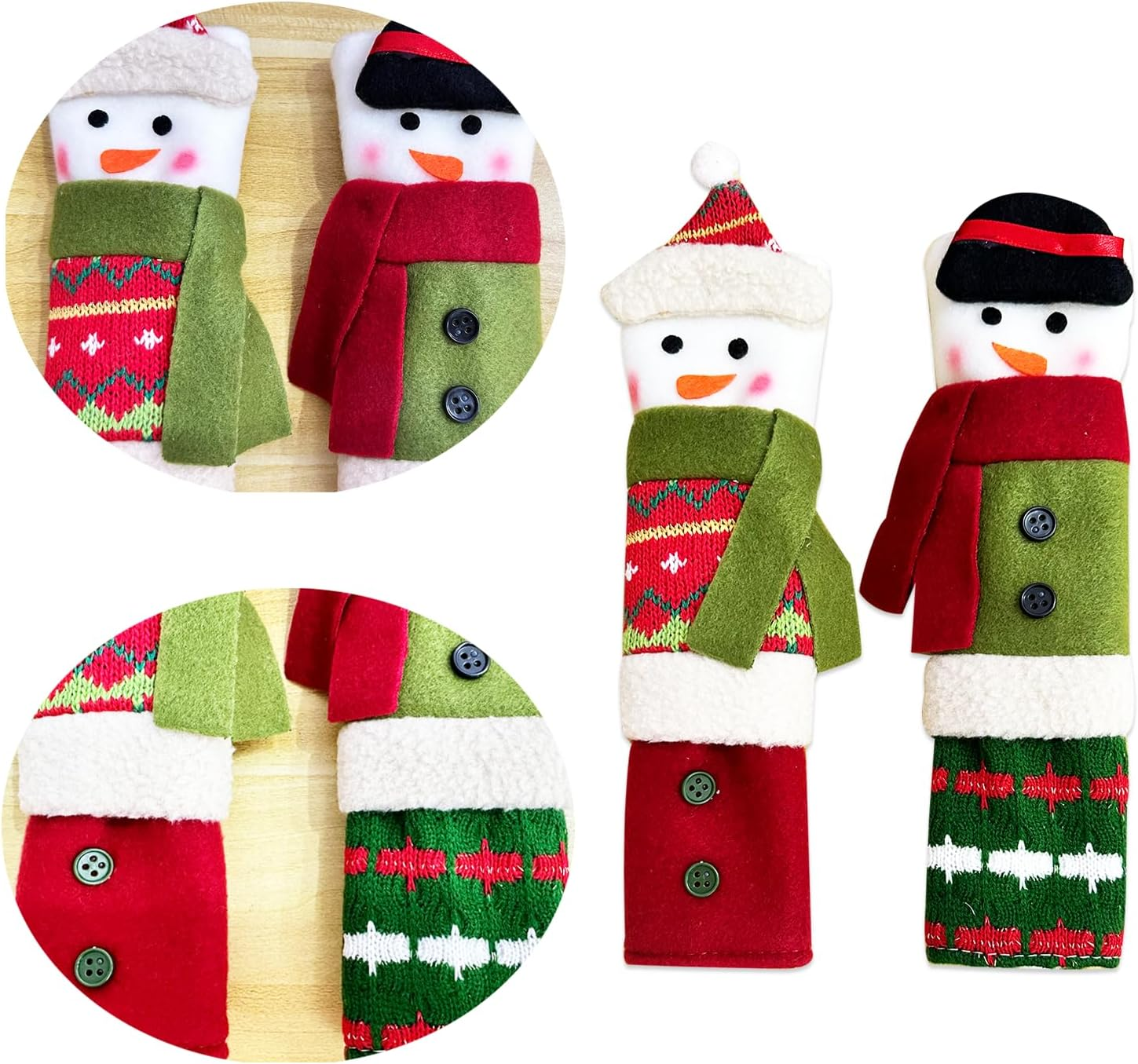 3 Piece Set Christmas Snowman Refrigerator Door Handle Covers Appliance Handle Covers Christmas Decorations Fits Standard Size Kitchen Refrigerator Microwave Oven or Dishwasher - Image 5