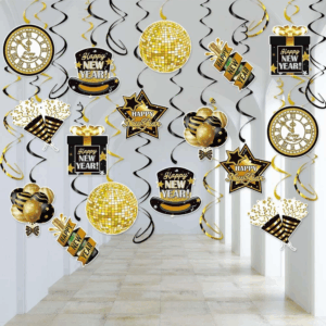 Happy New Year Decor - 24 Pcs Happy New Year Hanging Swirls Decorations 2026 New Years Eve Party Supplies
