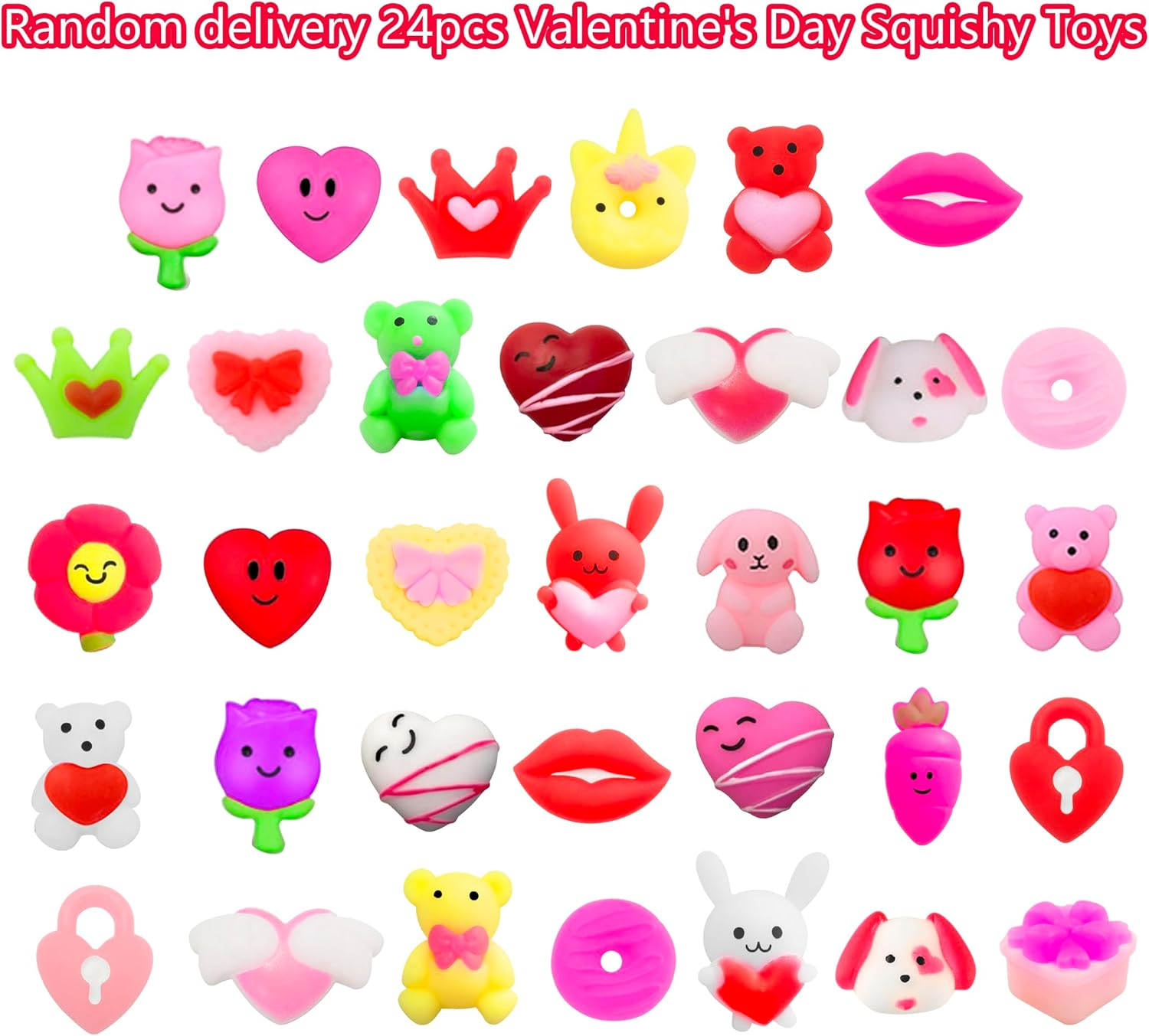 24Pcs Valentines Day Gifts for Kids Mochi Squishy Toys Filled Valentine Gift Boxs for Kids Girls Boys Valentines Day Gifts Exchange Classroom School Exchange Prize - Image 3