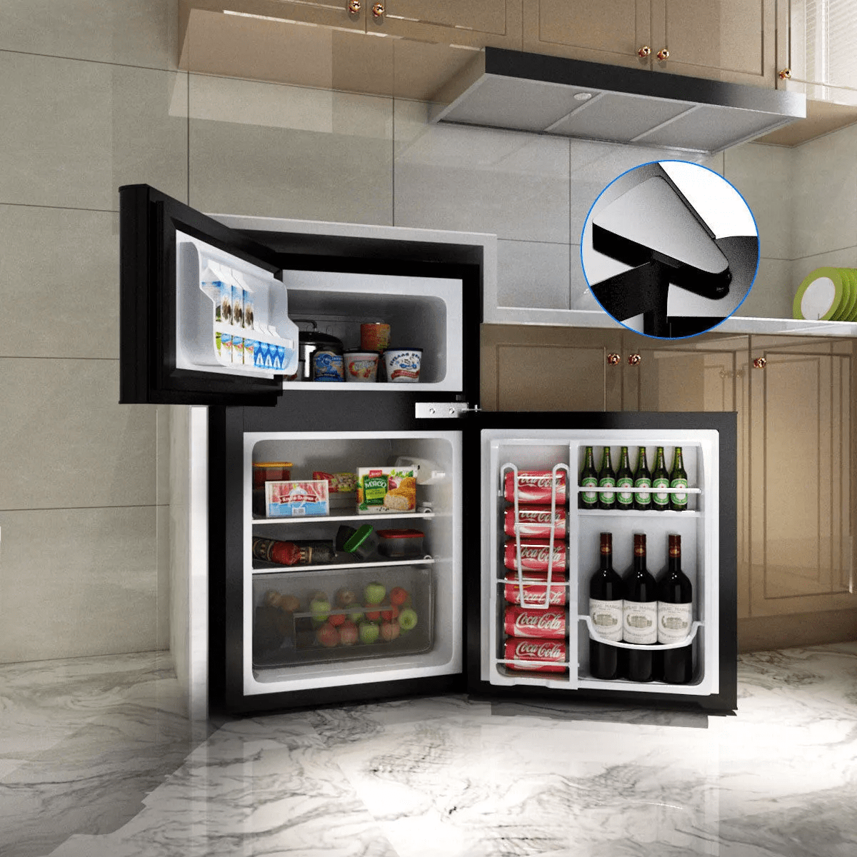 Costway Refrigerator Small Freezer Cooler Fridge Compact 3.2 Cu Ft. Unit Grey/Black/White - Image 7