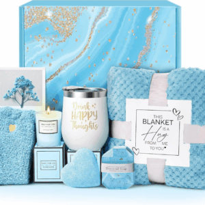 Self Care Get Well Soon Gifts for Women, Luxury Ocean Spa Gift Basket with Flannel Blanket - Unique Birthday Valentines Mother'S Day Christmas Gifts for Mom Wife Girlfriend Best Friend Sister Her