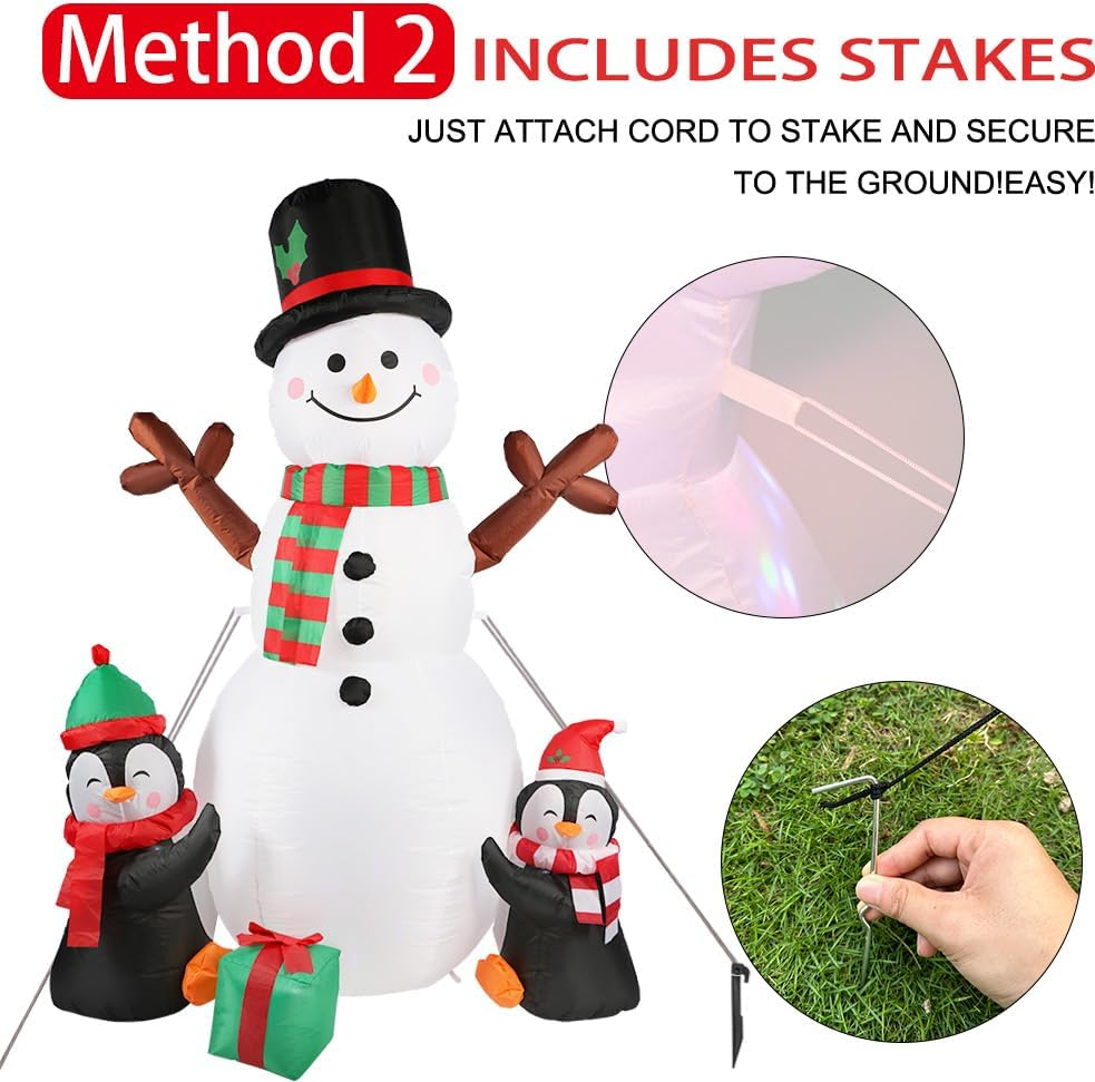 6Ft Christmas Inflatables Christmas Decorations Outdoor, Inflatable Snowman Penguin Blow up Yard Decorations with Rotating LED Lights for Indoor Outdoor Christmas Decorations Yard Garden Decor - Image 4