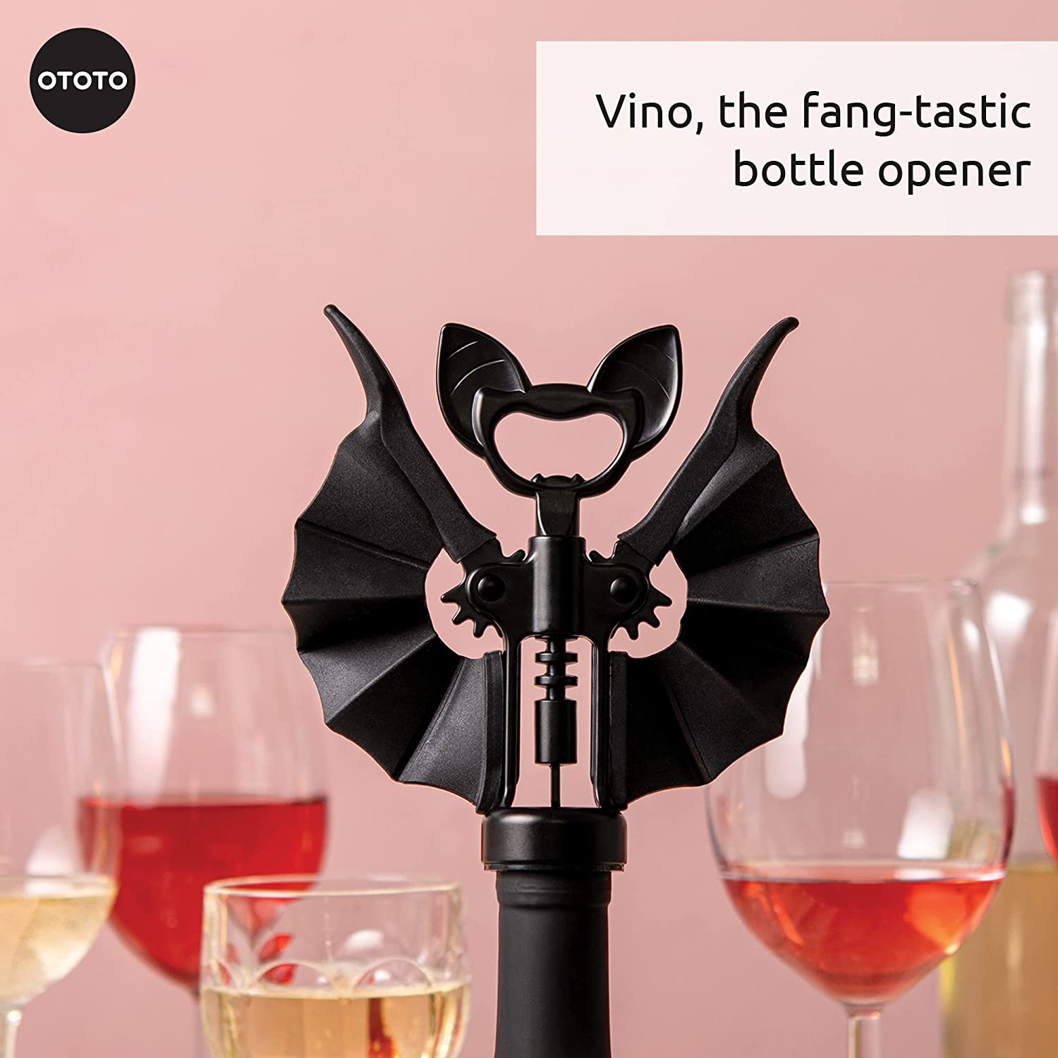 Vino Spooky Bat 2-In-1 Wine & Beer Opener, Corkscrew & Bottle Opener - Goth Wine Accessories & Gifts for Wine Lovers - Image 4