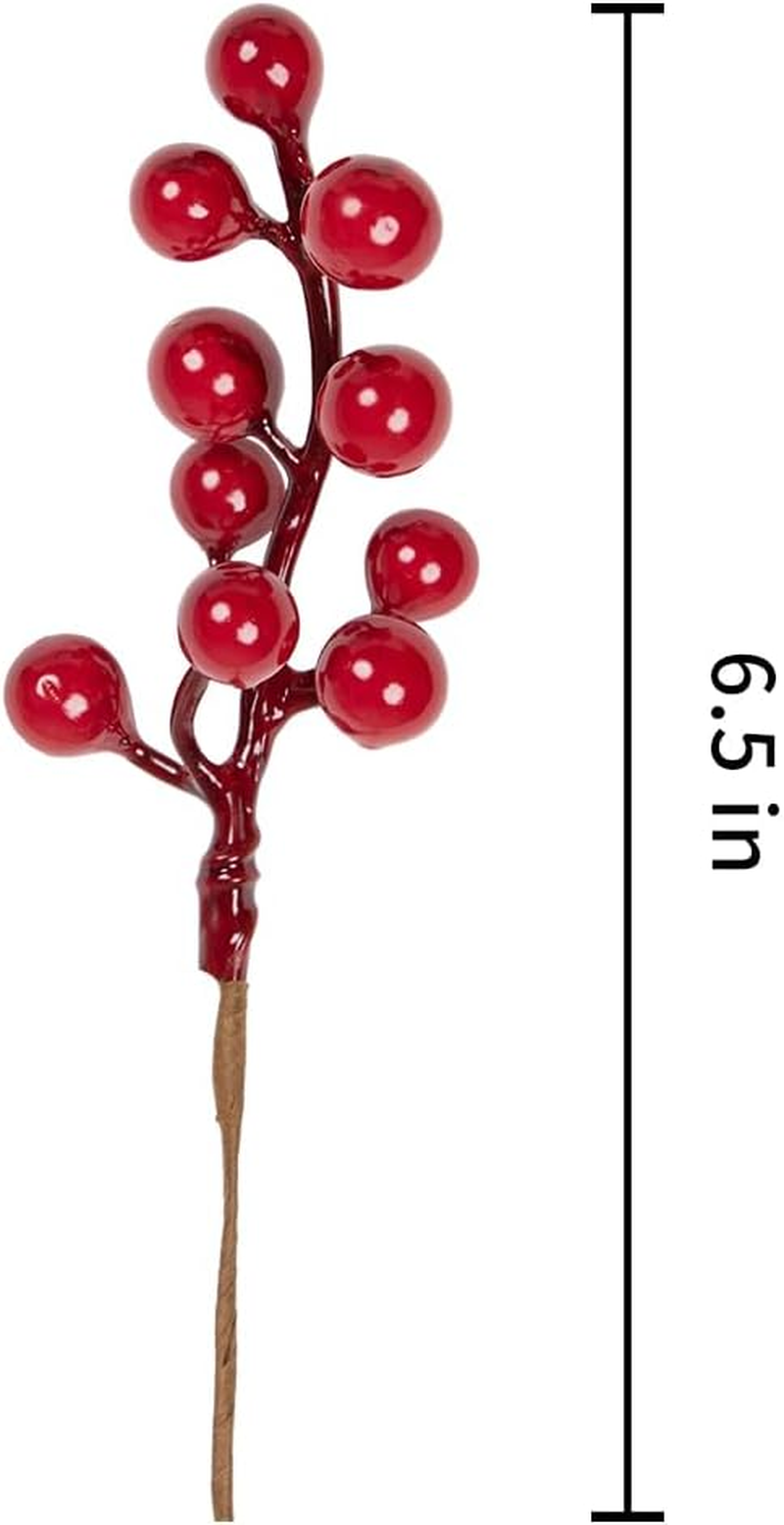 32 Pack Christmas Tree Decorations, Artificial Red Berry Stems 6.5 Inch Christmas Berry Picks with Holly Berries for Xmas Winter Holiday Home DIY Ornaments - Image 6