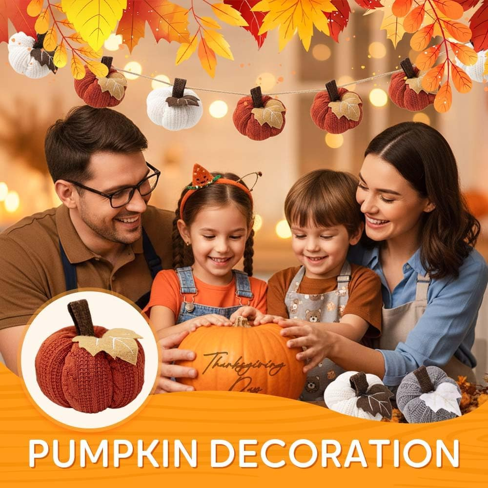 Thanksgiving Knitted Little Pumpkin Pendant, Autumn Harvest Decor, Halloween Fall Home Decoration, Cute Knit Pumpkin Gift for Kids, Festival Table Centerpiece (1, Orange) - Image 3