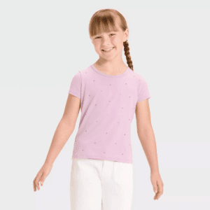 Girls' Short Sleeve Fitted Embellished T-Shirt - Cat & Jack