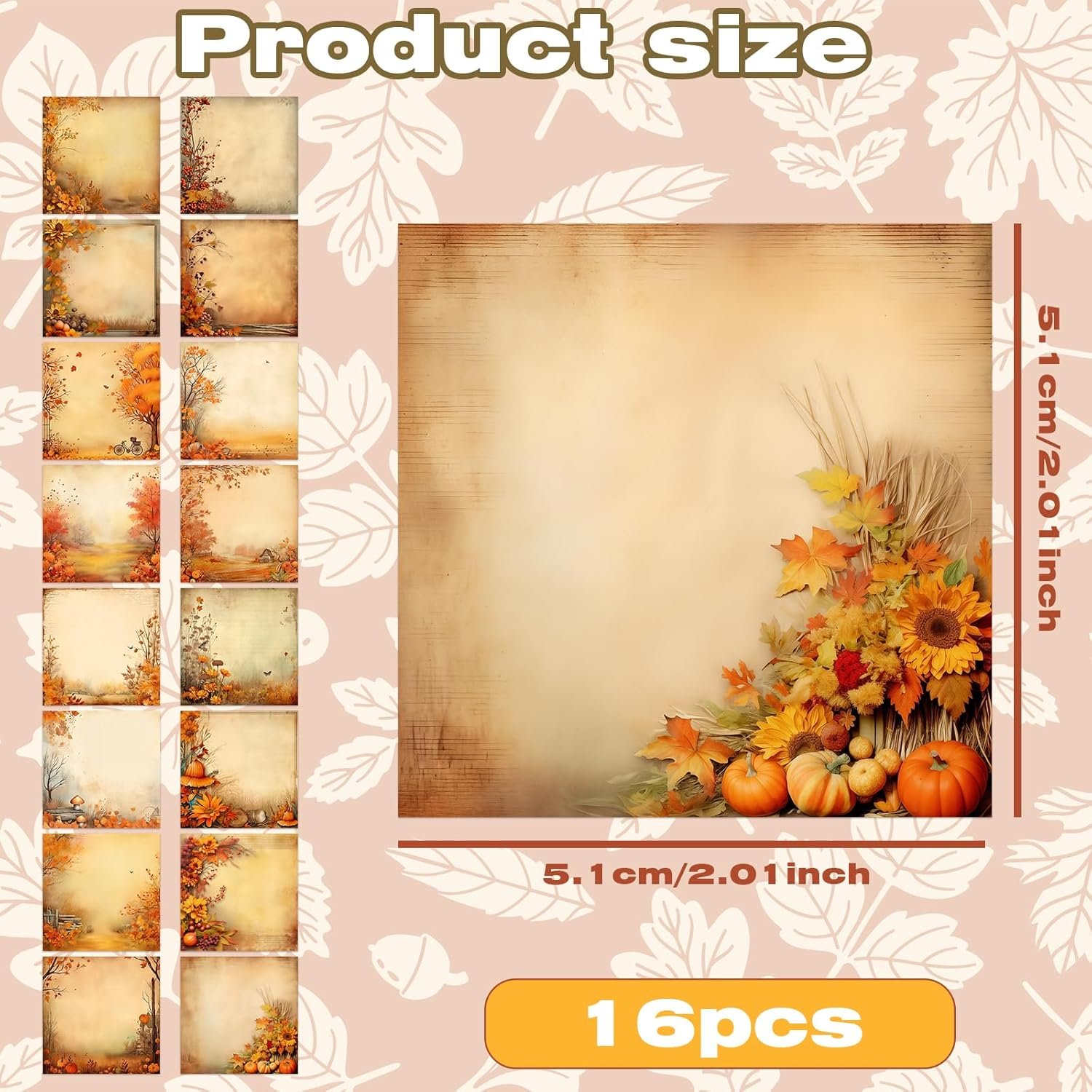 16 Pieces Fall Sticky Notes 3X3 Inch Cute Fall Maple Leaf Note Pads Adesive Memo Notes for Reminder Studying Planning School Office Home Teacher Student Present, 16 Designs - Image 2