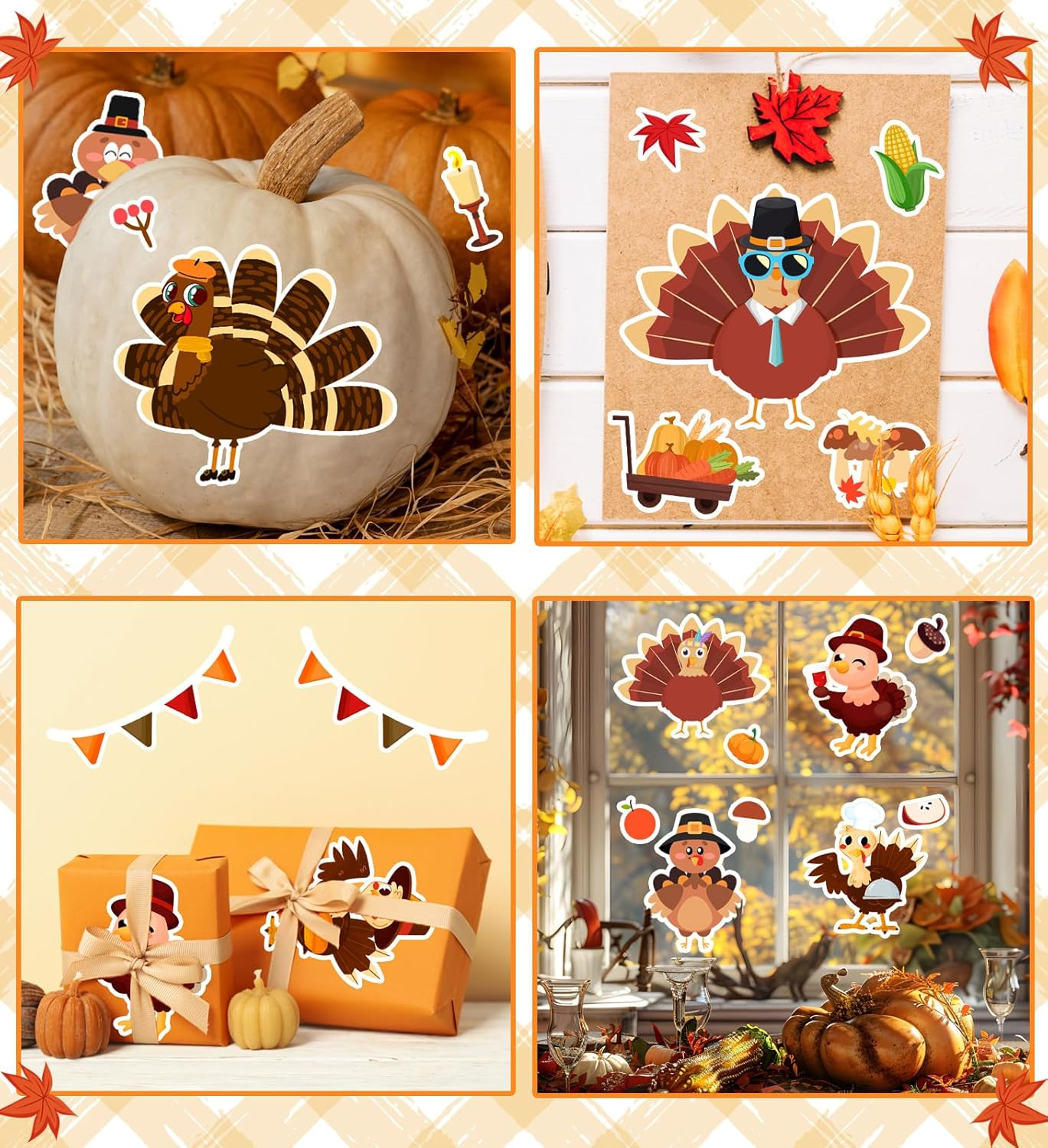 Thanksgiving Stickers for Kids, DIY Crafts Stickers for Kids, Make a Turkey Face Sticker, Thanksgiving Games Activities Decorations Party Supplies(24 Sheets) - Image 6