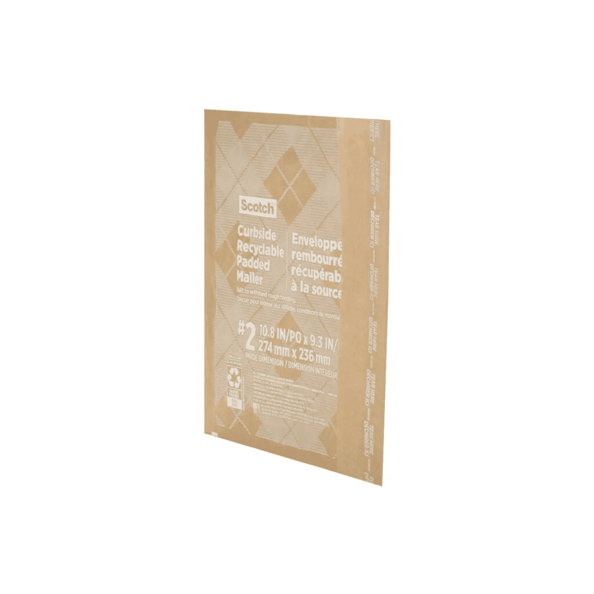 Scotch 9"X10.5" Curbside Recyclable Mailer Size 2: Padded Shipping Envelope, Self-Adhesive, Tan - Image 2