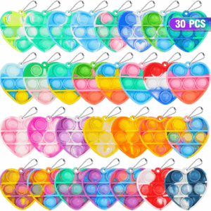 Pop Fidget Toys Bulk Its Valentines Day Gifts for Kids Classroom 30 Pack Valentine Party Favors for Kids Mini Pop Heart Keychain It Fidget Toy Fidgets for Classroom Prizes Birthday Goodie Bag Stuffers