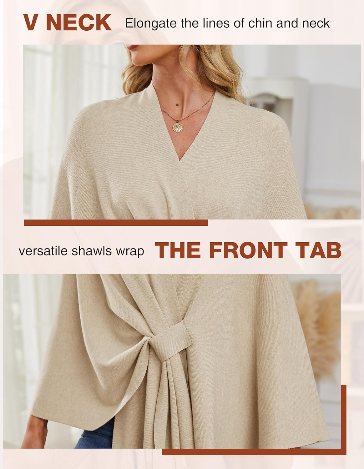 Women'S Elegant Shawl Wraps Soft Open Front Poncho Sweater for Spring Fall Winter - Image 5