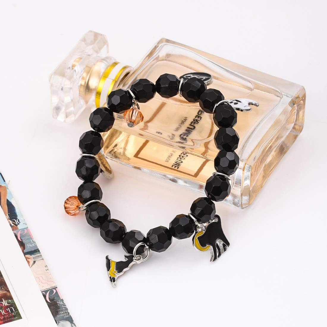 Halloween Bracelets Ghost Pumpkin Switch Charm Bracelets Gifts Stretch Beaded Bracelets for Women - Image 3