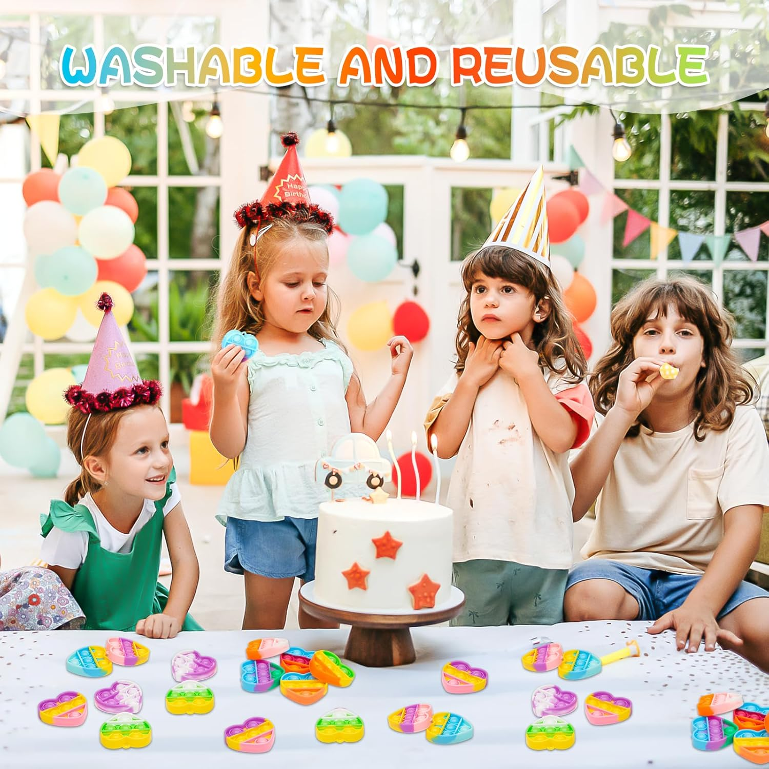 Pop Fidget Toys Bulk Its Valentines Day Gifts for Kids 30 Pack Valentines for Kids Classroom Valentines Day Party Favors Mini Heart Pop Fidget Keychain It Bulk Toys Valentine Goodie Bags Boys Girls - Image 4