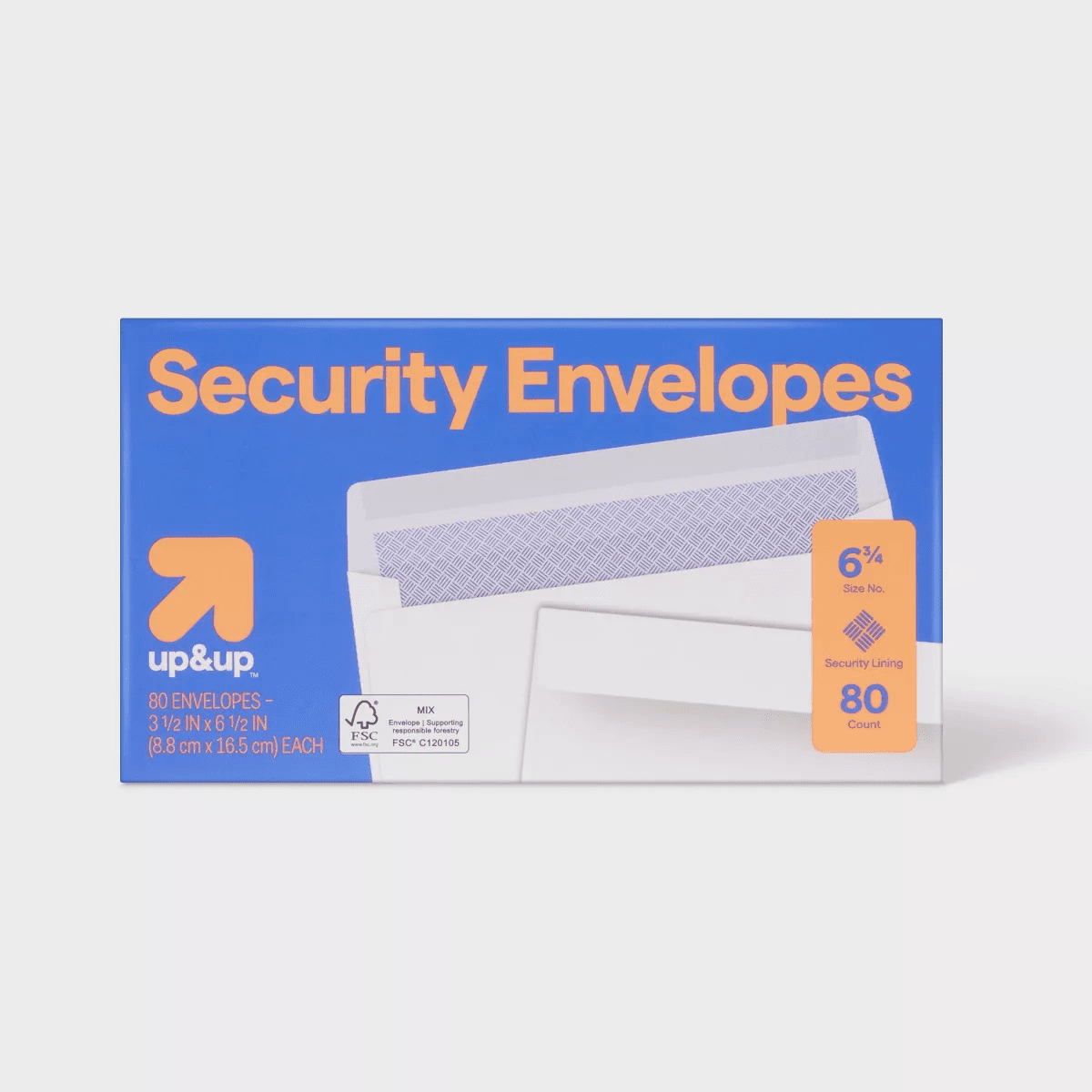 80Ct Security Envelopes White - Up&Up™