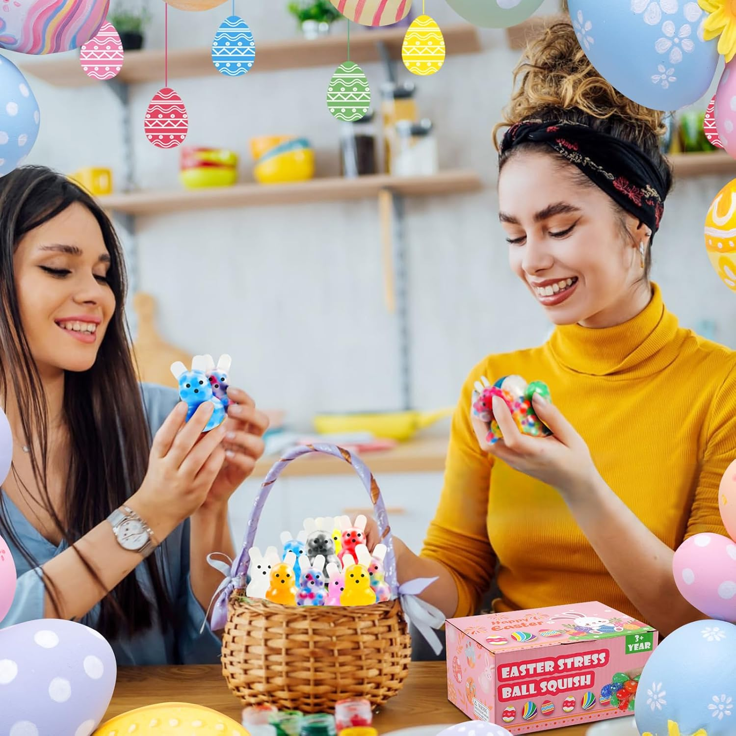 28Pack Easter Squishies,Easter Bunny Stress Balls for Adults,Easter Basket Stuffers,Bulk Squishy Easter Toys Stress Relief Fidget,Easter Egg Fillers Party Favors Gifts - Image 4